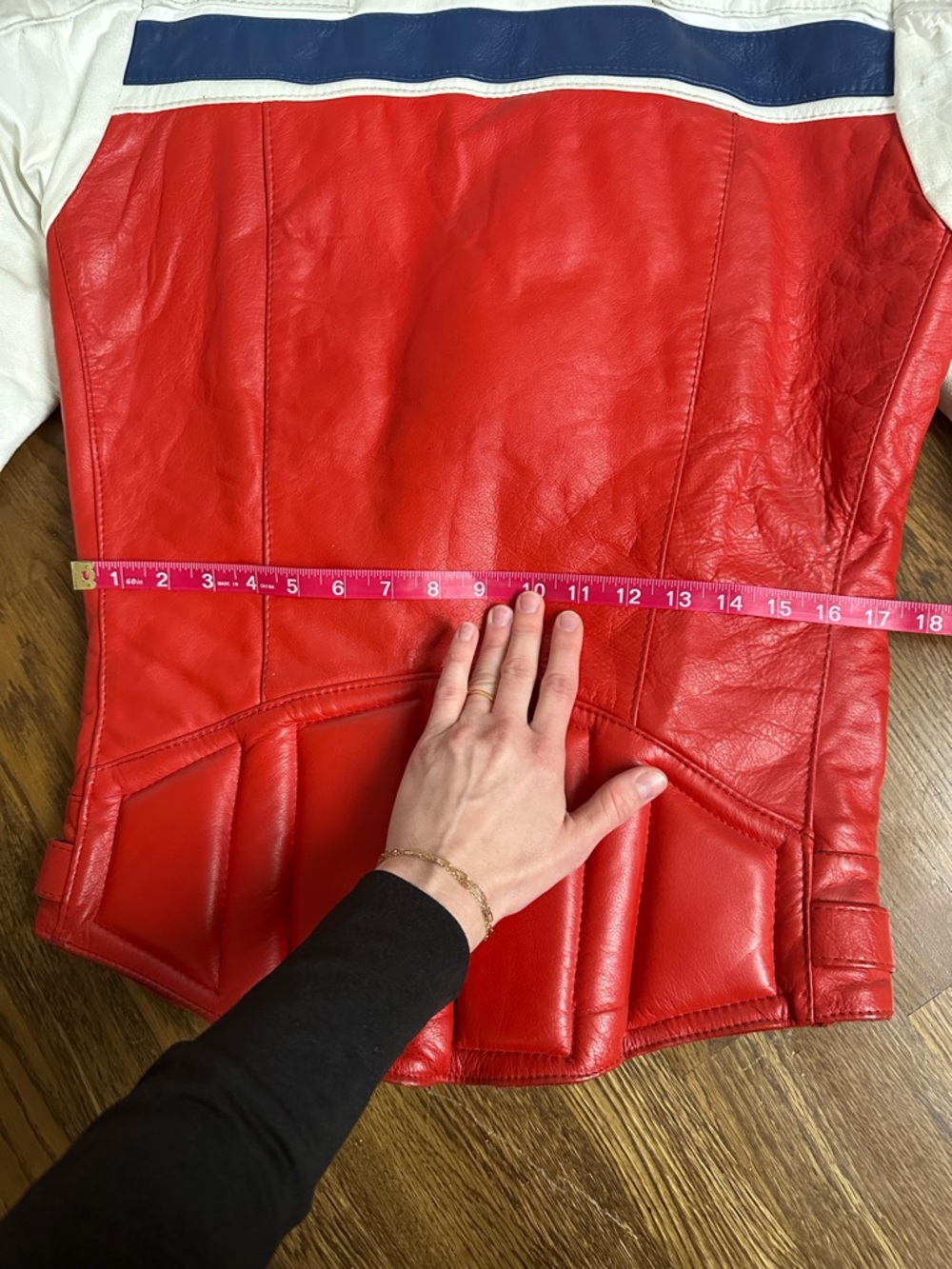 Vintage Honda Leather Motorcycle Racing Jacket Red White Blue Mens Size 42 - Picture 12 of 16